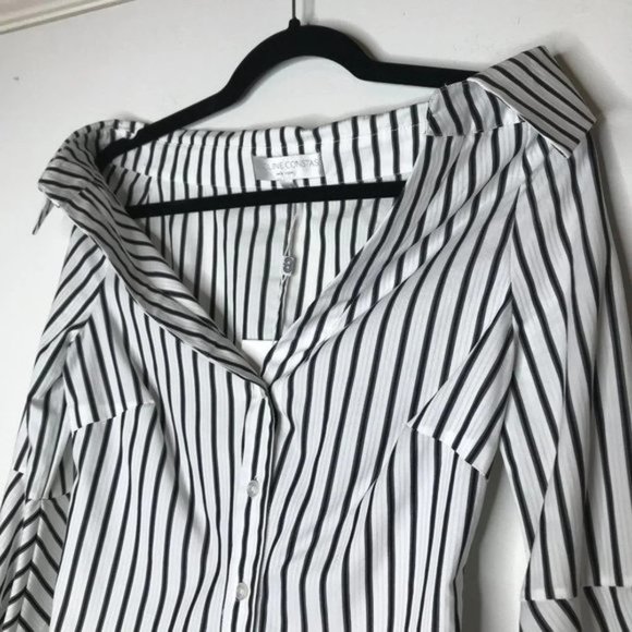NWT Carolina Constas Stripe Bell Sleeve Shirt - Picture 2 of 4
